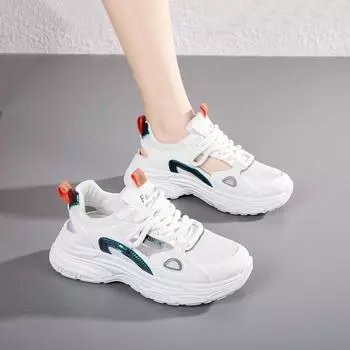 Женские кроссовки для бега, повседневные, для девочек, для студентов, на платформе, сандалии больших размеров, для увеличения роста EU: 36 бежевый