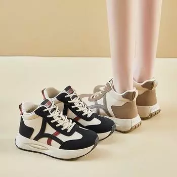 Женские кроссовки для бега, повседневные нескользящие кроссовки на толстой платформе для пап, прогулочные кроссовки со шнуровкой, удобные спортивные теннисные туфли из искусственной кожи для женщин 35 хаки