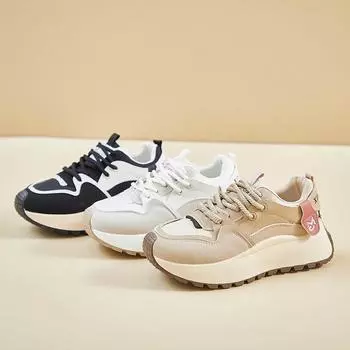 Женские кроссовки для бега, повседневные нескользящие кроссовки на толстой платформе, прогулочная обувь со шнуровкой, удобные спортивные теннисные туфли из искусственной кожи для женщин 35 хаки