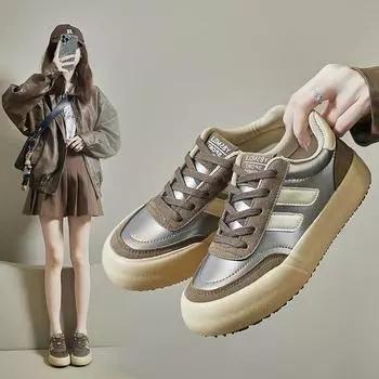 Женские кроссовки для бега с увеличенной высотой, вулканизированные, корейские, с круглым носком, на шнуровке, спортивные, повседневные кроссовки для отдыха и работы 35