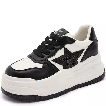 Женские кроссовки для досок на толстой подошве, увеличивающие рост, повседневная спортивная обувь, водонепроницаемая, из искусственной кожи, модная и универсальная 34 белый