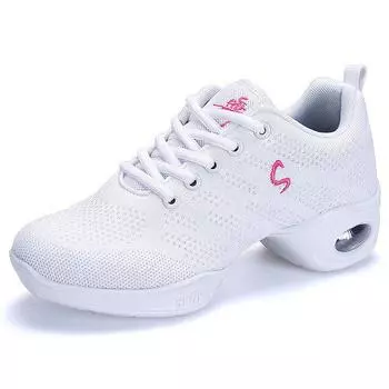 Женские кроссовки для джазовых танцев, женская сетчатая дышащая современная танцевальная обувь, уличная спортивная обувь для фитнеса 34 белый