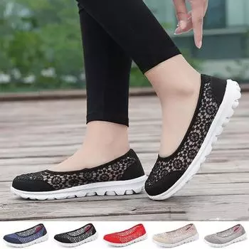 Женские кроссовки для фитнеса, сетчатая дышащая нескользящая обувь, удобные лоферы, шейкеры 35 чёрный
