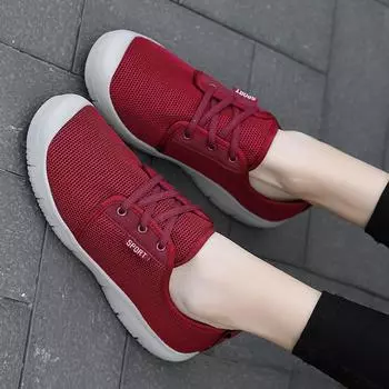 Женские кроссовки для ходьбы босиком, дышащие, большого размера, простые и удобные, с широким носком, противоскользящие, черные, сетчатые кроссовки 35 красный