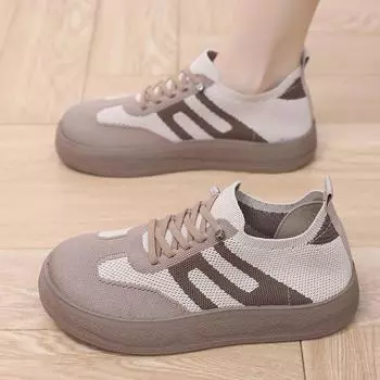 Женские кроссовки для ходьбы на массивной платформе, легкие дышащие кроссовки, нескользящие кроссовки, удобные сетчатые повседневные кроссовки со шнуровкой для женщин 35