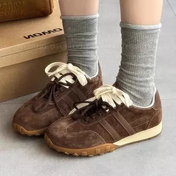 Женские кроссовки для ходьбы на открытом воздухе, молодежные, для девушек и студентов, новые, замшевые, кожаные, ретро-кроссовки, женская обувь на плоской подошве, повседневные кроссовки 35 хаки