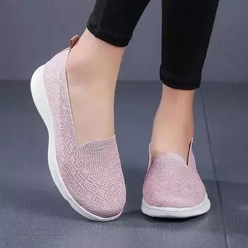 Женские кроссовки для ходьбы, сетчатые спортивные, дышащие, легкие, балетки, мягкая подошва, повседневные, вязаные кроссовки 36