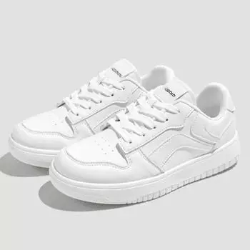 Женские кроссовки для отдыха, осенне-весенние туфли на среднем каблуке со шнуровкой и круглым носком на платформе, женская кожаная вулканизированная обувь больших размеров 35 белый