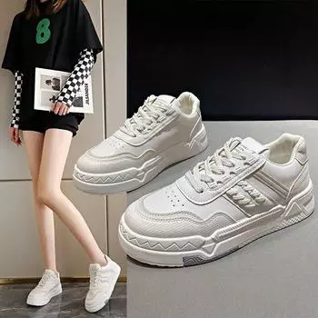 Женские кроссовки для отдыха, зима-осень, кожаные туфли на среднем каблуке со шнуровкой и круглым носком на платформе для женщин, вулканизированная обувь больших размеров 36 бежевый