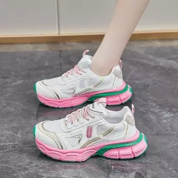 Женские кроссовки, дышащие туфли на плоской подошве для женщин, кроссовки для бега, летние новые повседневные кроссовки для тенниса, женские кроссовки на толстой подошве 35