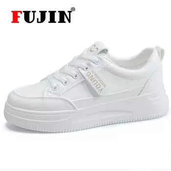 Женские кроссовки FUJIN, модная обувь, весенняя обувь на плоской подошве, трендовые повседневные кроссовки на плоской подошве, новые женские модные удобные белые туфли 35 белый