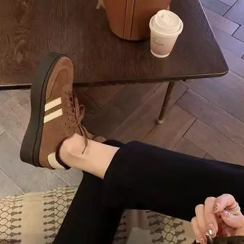 Женские кроссовки Grape Mom Maillard Retro German Leather — весенние кроссовки 2024 года на толстой подошве, увеличивающие рост 35