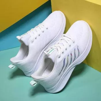 Женские кроссовки из дышащего трикотажа – легкая конструкция для марафона и активного отдыха 35 белый