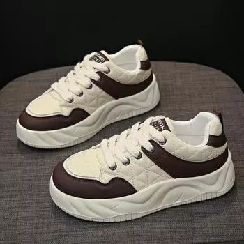 Женские кроссовки из искусственной кожи белого цвета на платформе, повседневные, удобные, весенние, кроссовки на плоской подошве, женские, вулканизированные, Zapatillas De Mujer 35