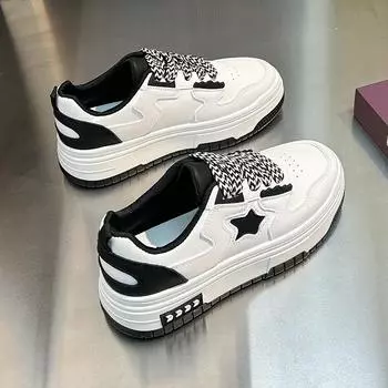 Женские кроссовки из искусственной кожи, уличная нескользящая обувь для скейтбординга на шнуровке, легкая повседневная дышащая прогулочная спортивная обувь на плоской подошве для женщин 35