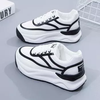 Женские кроссовки из искусственной кожи, уличная противоскользящая легкая спортивная обувь на шнуровке, повседневная обувь для бега и ходьбы для женщин