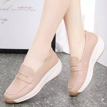 Женские кроссовки из микрофибры большого размера, весенние туфли на танкетке, подошва, женские кроссовки, высота каблука 4,0 см, свадебные лоферы 5