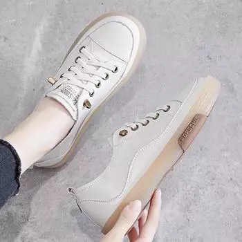 Женские кроссовки из натуральной кожи - подошва из вулканизированной резины, повседневные белые туфли без застежек, дышащие удобные мокасины на плоской подошве 40 белый