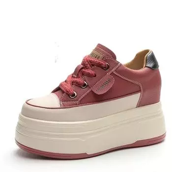 Женские кроссовки из натуральной кожи, повседневные, на шнуровке, на плоской платформе, с толстой подошвой, женские кроссовки на осень-зиму 35