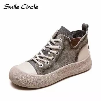 Женские кроссовки из натуральной кожи с круглым носком, на шнуровке, на толстой подошве, модная удобная повседневная обувь 35 зелёный