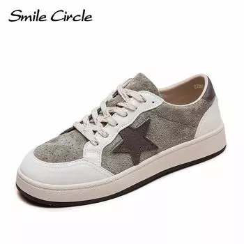 Женские кроссовки из натуральной кожи с круглым носком, туфли на плоской подошве со шнуровкой, модная удобная повседневная обувь 35 зелёный