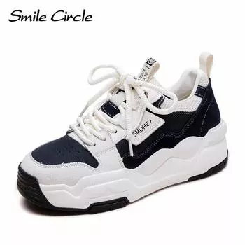 Женские кроссовки из натуральной кожи с низким верхом и толстой подошвой, дышащая, удобная, повседневная обувь 35 синий