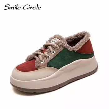 Женские кроссовки из натуральной кожи с круглым носком и толстой подошвой, удобная модная повседневная обувь 35 красный