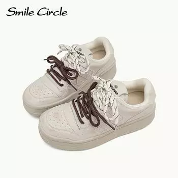 Женские кроссовки из натуральной кожи с круглым носком на шнуровке, удобная модная повседневная обувь 35 серый