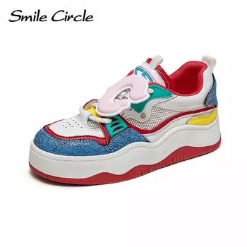 Женские кроссовки из натуральной кожи, сетчатая обувь на плоской подошве с цветными блоками, модная дышащая женская повседневная обувь