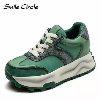 Женские кроссовки из натуральной кожи, туфли на плоской подошве со шнуровкой и толстой подошвой, модная удобная повседневная обувь