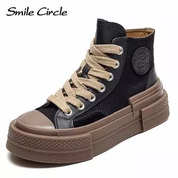 Женские кроссовки из натуральной кожи, туфли на плоской подошве с круглым носком, модная повседневная обувь 35 чёрный