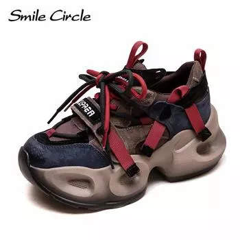 Женские кроссовки из натуральной кожи, увеличенная высота, толстая подошва, дышащая, удобная повседневная обувь 35 красный