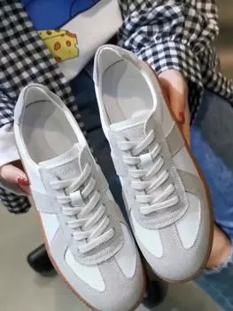 Женские кроссовки из натуральной кожи, женская обувь для морального тренинга, повседневная весенняя женская обувь на плоской подошве 35 серый