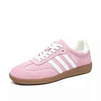 Женские кроссовки из натуральной замши с круглым носком на плоской подошве, модная удобная повседневная обувь 35 розовый