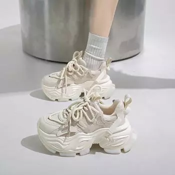 Женские кроссовки из вулканизированной стали, однотонные, 2024, высококачественные, на толстой подошве, на платформе для активного отдыха, на шнуровке, женские туфли Zapatillas De Mujer 35 чёрный