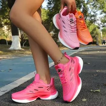 Женские кроссовки, кроссовки для бега, женские, большие размеры 36-45, спортивная обувь, повседневные, для пар, кроссовки, шокирующие, теннисные, тренировочные туфли 40 розовый