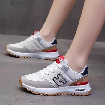 Женские кроссовки Легкие дышащие кроссовки для бега Кроссовки для тренировок для студентов Теннисные туфли 35 белый/красный