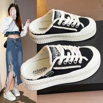 Женские кроссовки Легкие женские туфли Универсальные туфли на плоской подошве Белые удобные женские туфли из вулканизированной стали Тапочки на шнуровке 35 чёрный