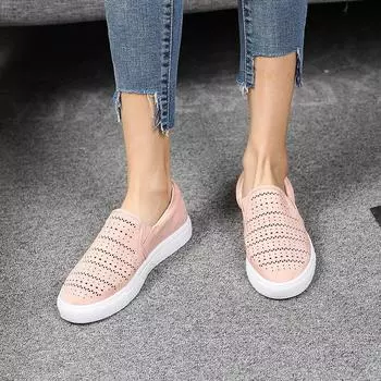 Женские кроссовки Летние дышащие кроссовки на плоской подошве Повседневные сетчатые туфли-слипоны Легкие туфли 2024 35 чёрный