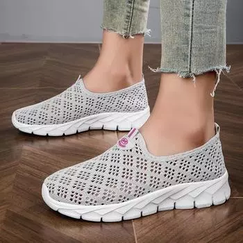 Женские кроссовки летние полые одинарные туфли с мягкой подошвой для пешего туризма противоскользящая сетка для активного отдыха теннисные туфли женские удобные повседневные туфли 36 розовый