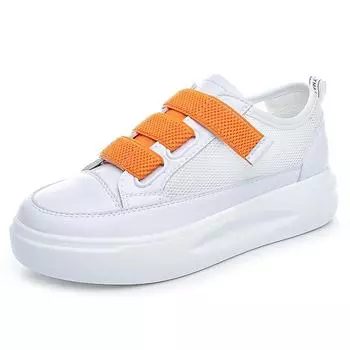 Женские кроссовки, летняя повседневная обувь из натуральной кожи для женщин, удобная белая обувь с воздушной сеткой и дышащей сеткой, туфли на платформе на плоской подошве плюс 38