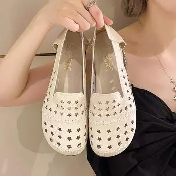 Женские кроссовки Лето 2024 Туфли женские Новые повседневные сетчатые розы дышащие слипоны PU TPR Базовые повседневные с круглым носком однотонные лаковые 35 зелёный