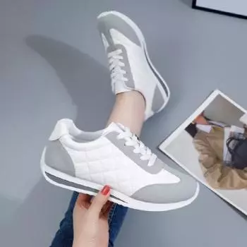 Женские кроссовки, модная кожаная повседневная обувь, кроссовки для спорта на открытом воздухе, женские легкие туфли на плоской подошве для ходьбы, вулканизированные туфли Tenis Mujer 35 белый