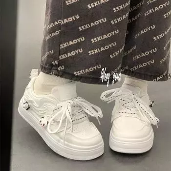 Женские кроссовки, модная обувь, весенние трендовые повседневные кроссовки на плоской подошве, новые женские модные удобные белые туфли на вулканизированной платформе 35 белый