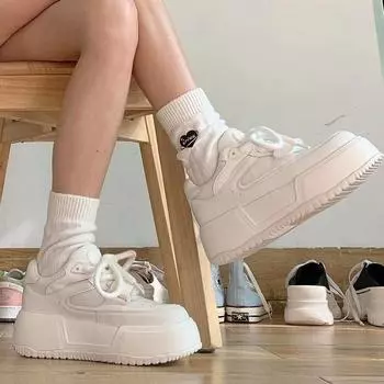 Женские кроссовки модные дышащие вулканизированные туфли из искусственной кожи на платформе белые повседневные туфли на шнуровке Zapatos Mujer 35