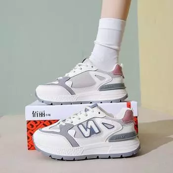 Женские кроссовки модные на шнуровке сетчатые дышащие уличные прогулочные туфли белые туфли с круглым носком нескользящая толстая подошва спортивная обувь Mujer 35