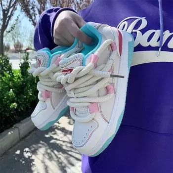 Женские кроссовки, модные туфли на толстой подошве, дышащие, удобные, поп-туфли 36 синий