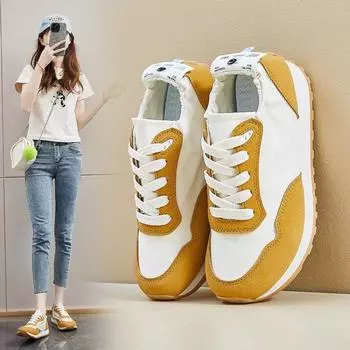 Женские кроссовки модные вулканизированные туфли высокого качества на плоской подошве 2024 новые женские кроссовки на платформе Zapatillas de Mujer 35 жёлтый