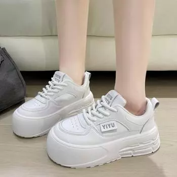 Женские кроссовки, модные женские туфли из вулканизированной кожи, высококачественные туфли на плоской подошве, новинка 2024 года, женские туфли на платформе для ходьбы Zapatillas Mujer 35 белый