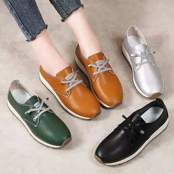 Женские кроссовки, мокасины, кожаные туфли для вождения, повседневные летние туфли для медсестер, большой размер 36 чёрный